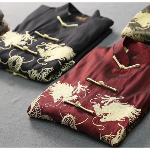 Men's chinese dragon tang suit stage performance coat traditional china wedding party film cosplay coats 
